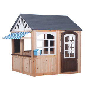 Wholesale Kids Play Coffee House Outdoor Wooden Playhouse For Kids With Window for Backyard Wood Cubby House