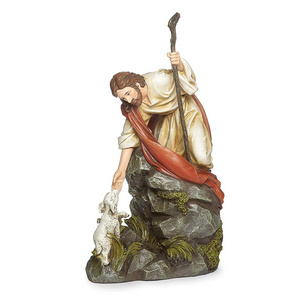 Custom Handmade Resin Craft Sculpture Catholic Renaissance Religious Items Statues Jesus Christ With Lamb Religious Figurine