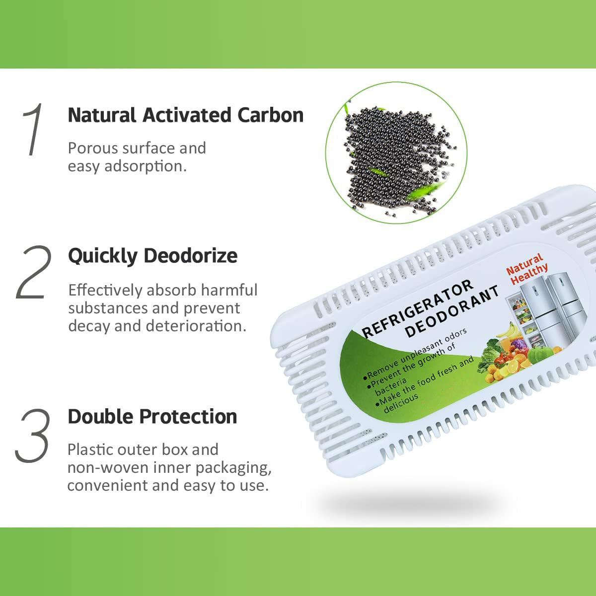 Deodorizer Natural Unscented Activated Charcoal Refrigerator Deodorizer and Odor Eliminator for Freezers, Coolers, and Lunch Box