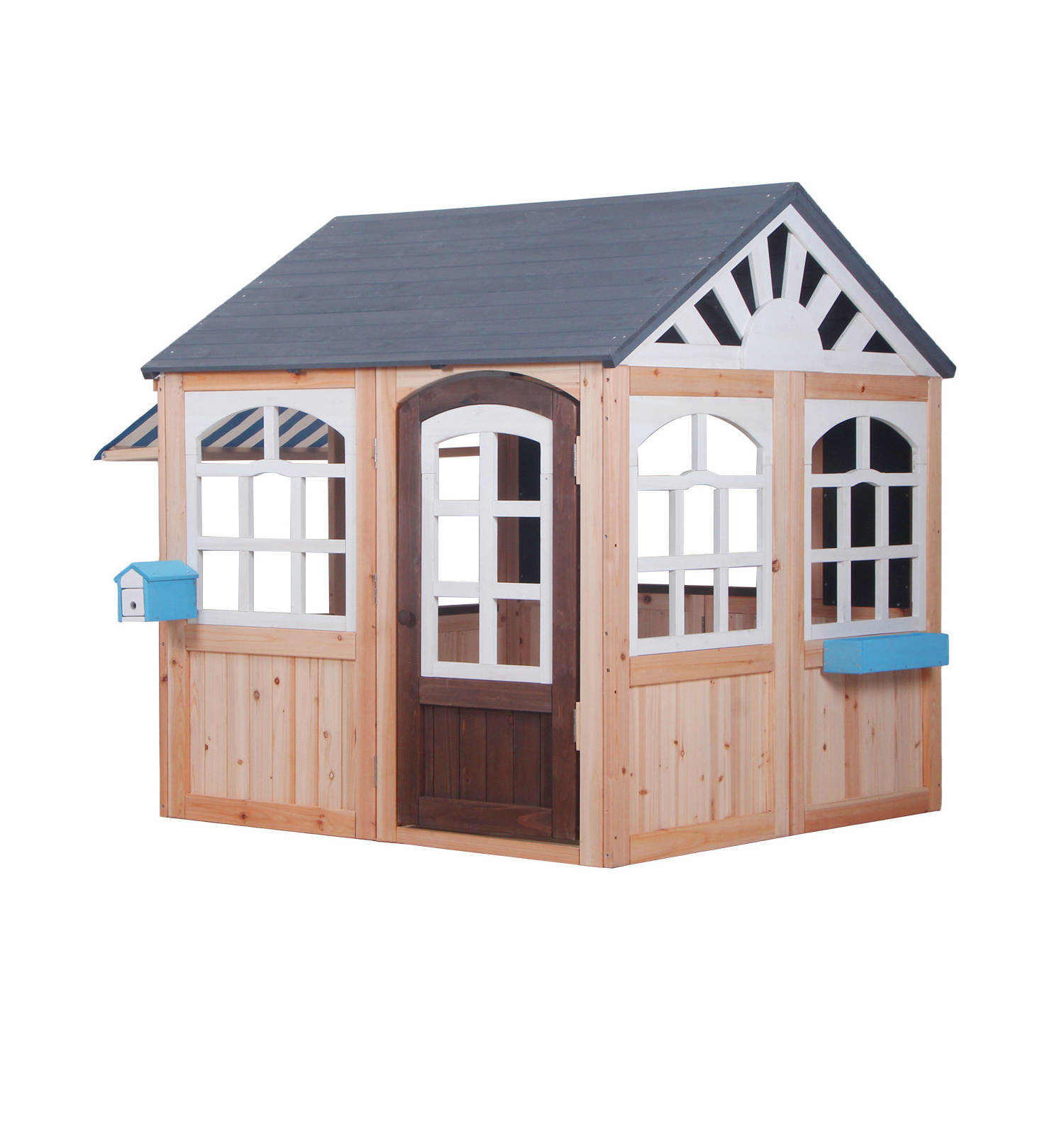 Wholesale Kids Play Coffee House Outdoor Wooden Playhouse For Kids With Window for Backyard Wood Cubby House