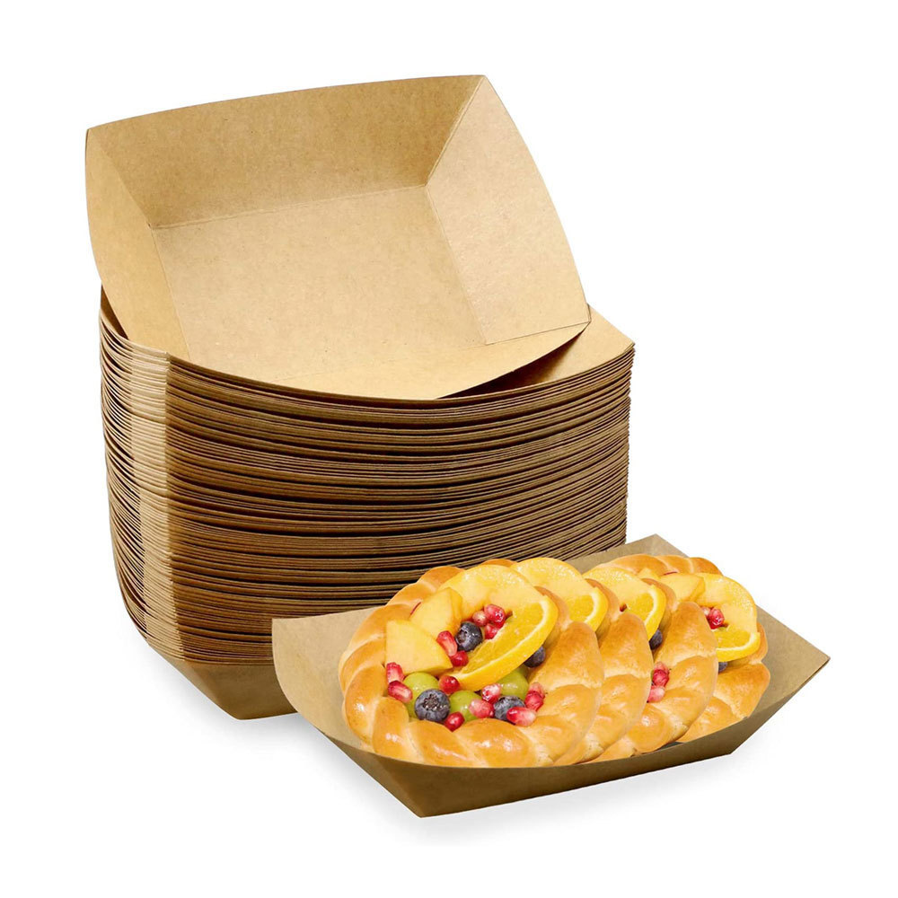 Disposable Takeaway Fast Food Packages French Fries Chicken Nuggets Wings Restaurant Snack Boat Paper Food Tray