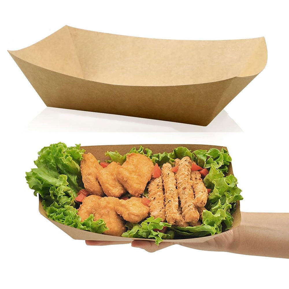 Disposable Takeaway Fast Food Packages French Fries Chicken Nuggets Wings Restaurant Snack Boat Paper Food Tray