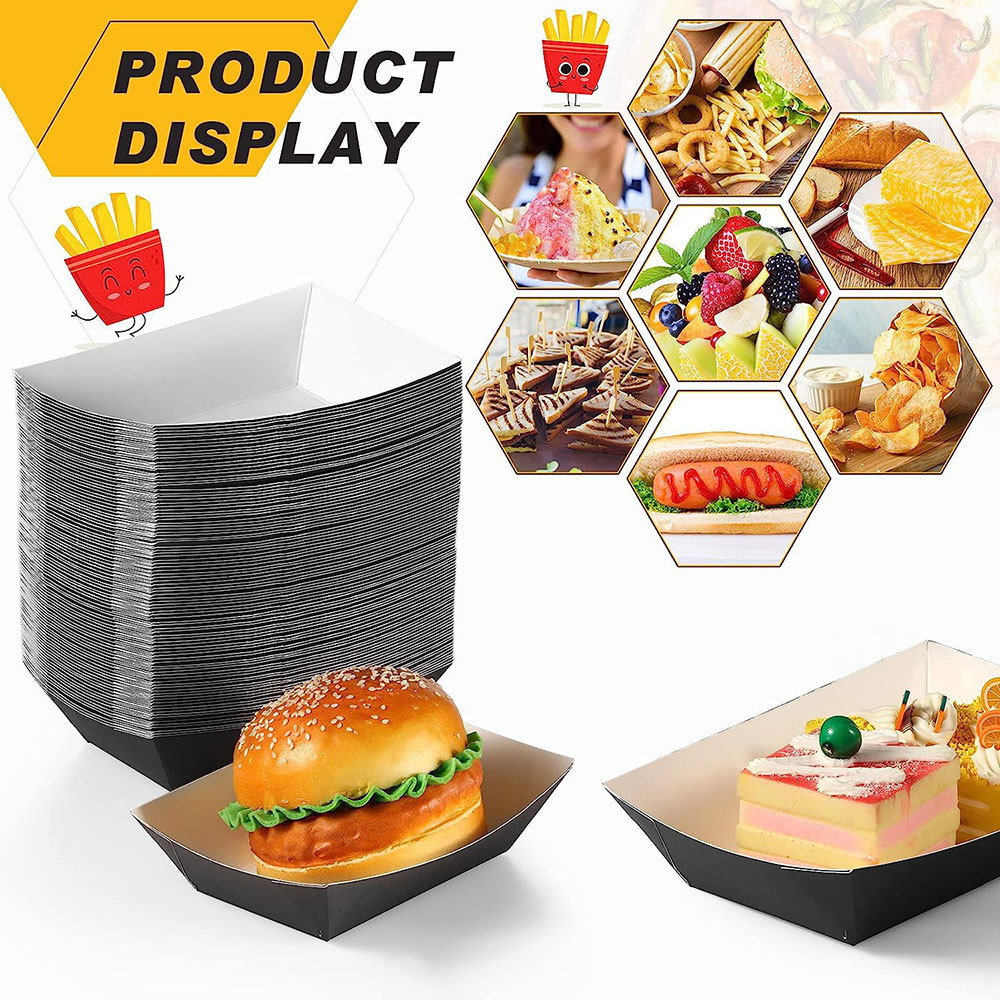 Disposable Takeaway Fast Food Packages French Fries Chicken Nuggets Wings Restaurant Snack Boat Paper Food Tray