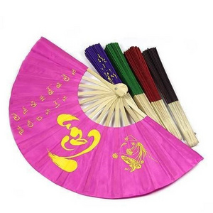 Promotional folding bamboo silk hand fans with customized logo private brand from Vietnam wholesale