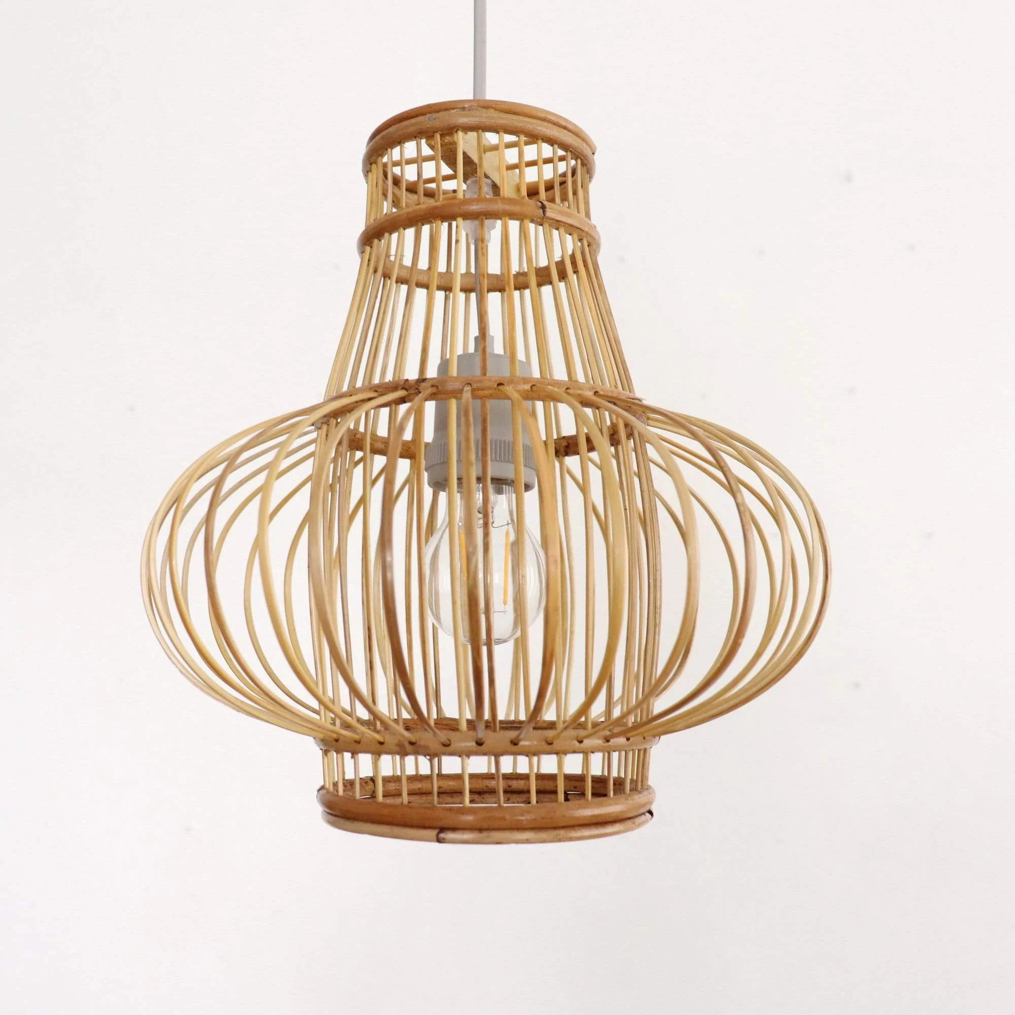 Ceiling hanging light lamps bamboo lampshade rustic pendant lights for kitchen home hotel restaurant decoration