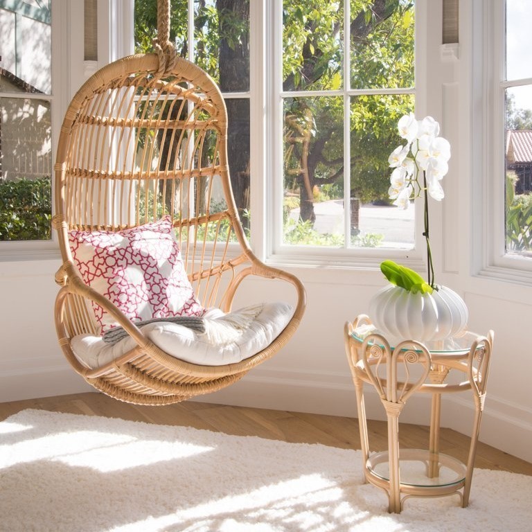 Single seater swings natural rattan wicker swing hanging egg chair top quality unique outdoor decor