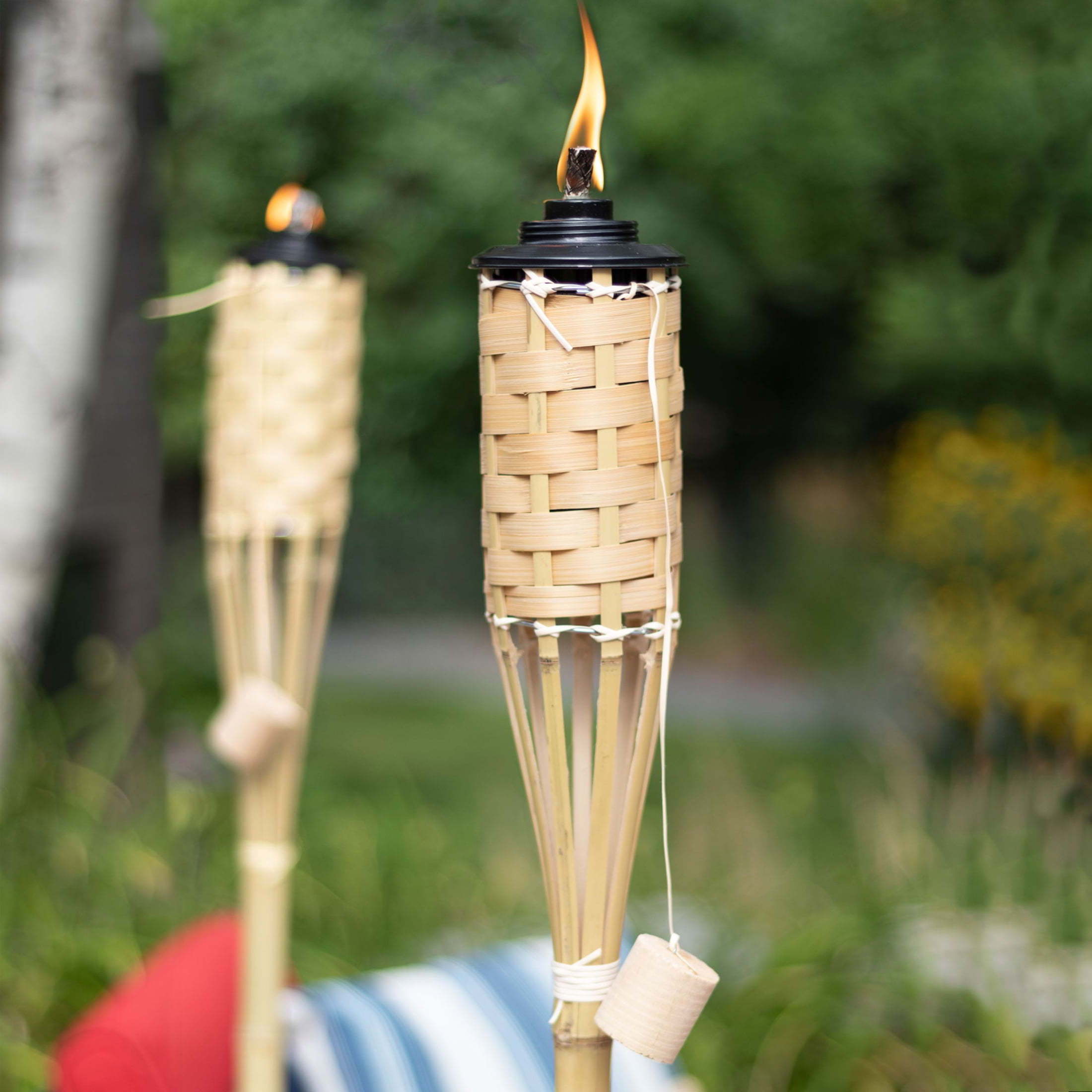 Wholesale oil flaming bamboo tiki torch light new trending mini torches for garden wedding decor