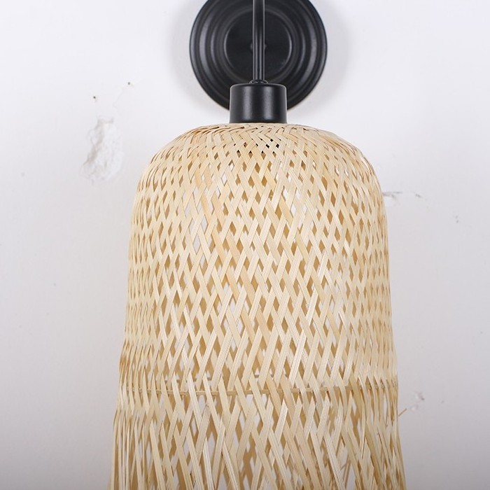 Sustainable bamboo boho wall lights for home indoor handmade sconce light style walls decorative lamps