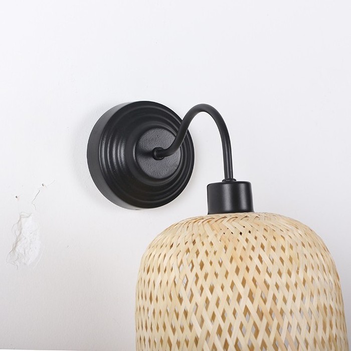 Sustainable bamboo boho wall lights for home indoor handmade sconce light style walls decorative lamps