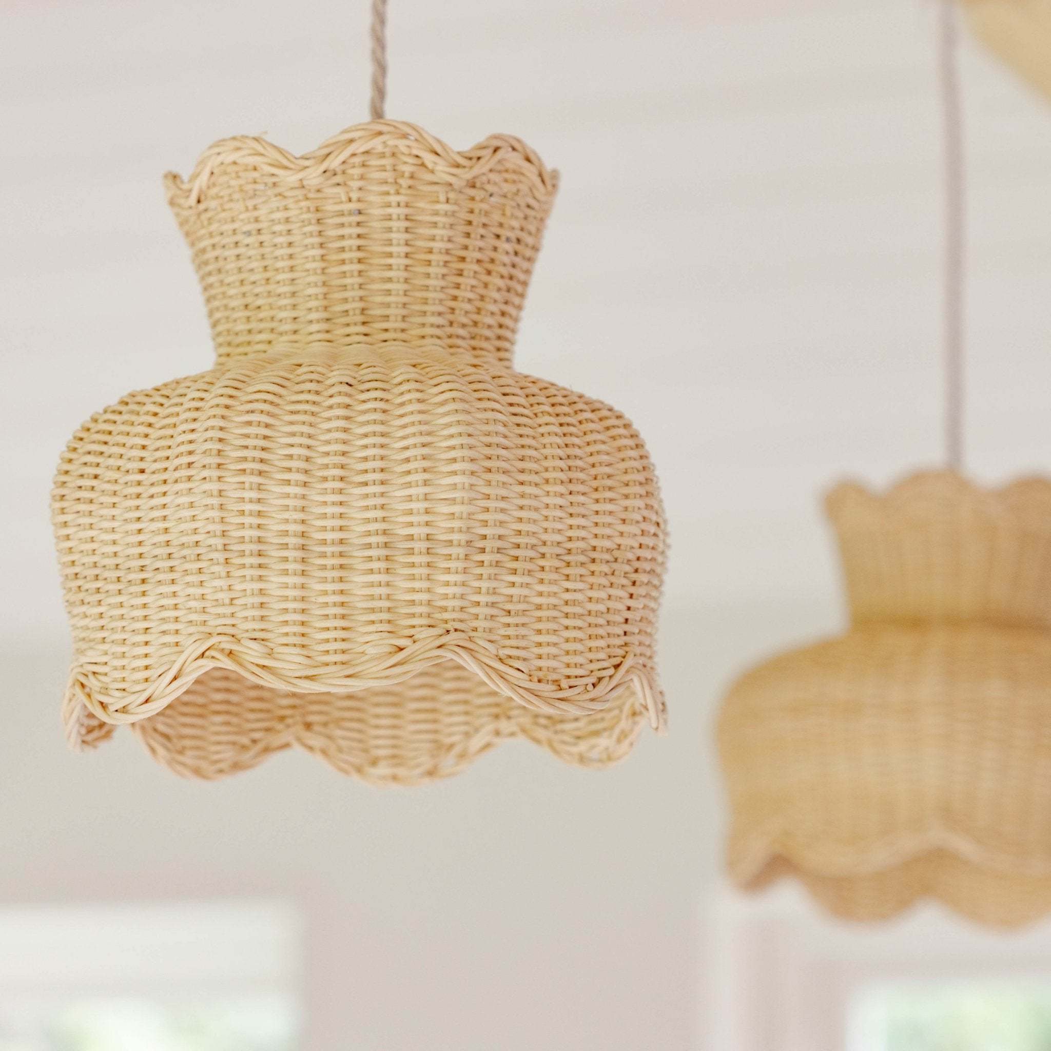 Best selling wicker flower shape light lamp high quality rattan handmade lampshade for children's ceiling lighting