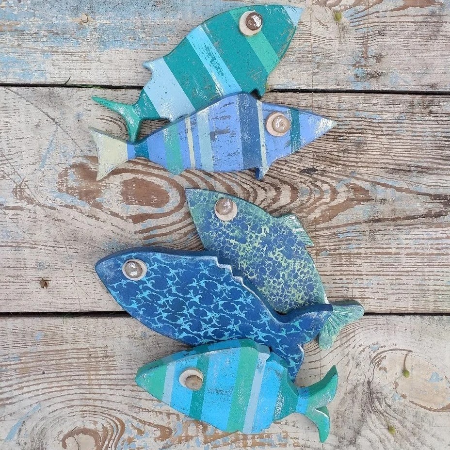 Cheap price wholesale wood fish wall art wooden fish modern wall hanging arts