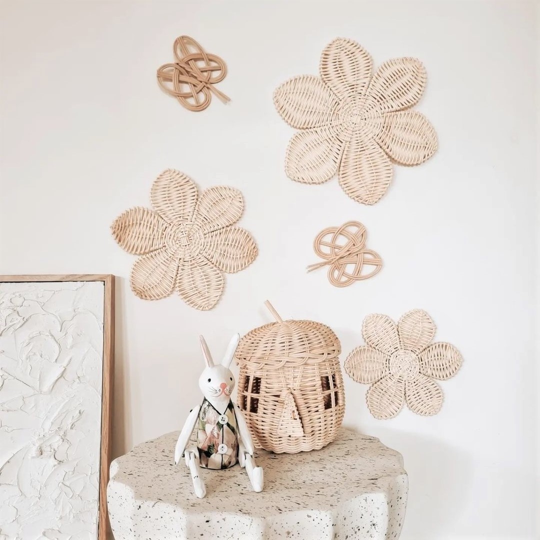 Decorative wall-mounted decal for children babies room decor rattan flowers wall hanging decoration