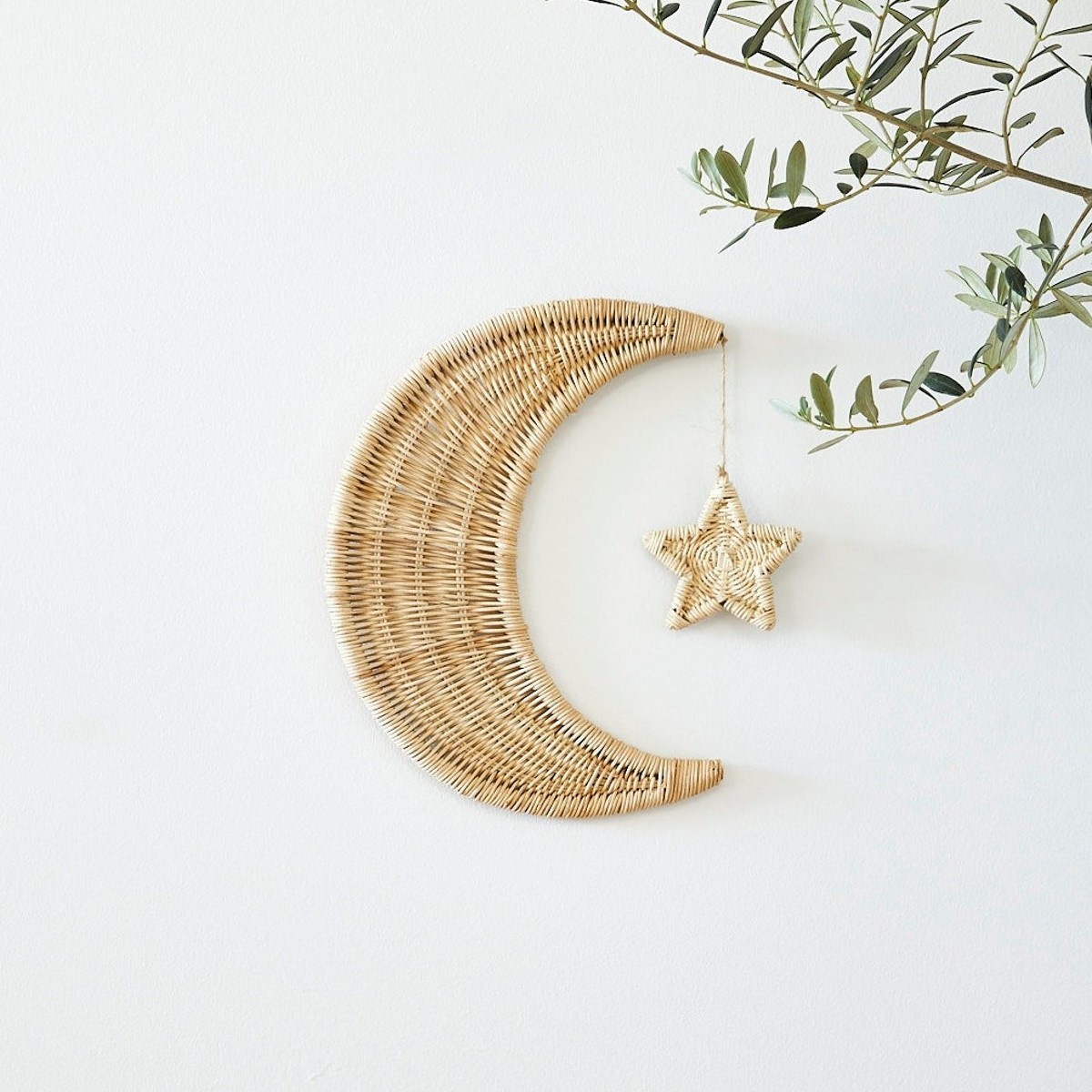 Crescent moon and star rattan wall stickers for home decoration lovely hanging sticker bedroom decor