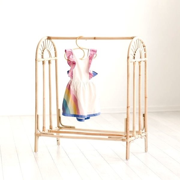 Kids room wardrobe decor rattan clothing rack small racks for hanging children baby cloth garments