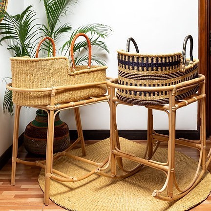 Baby rocker and bouncer chair crib with seagrass basket new styles trend Vietnamese supplier to export