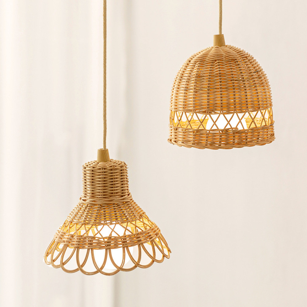 Premium quality natural rattan bamboo lamp pendant shades hand weaving lamps cover ceiling hanging light lampshade