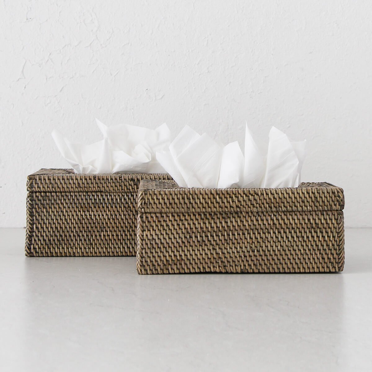 Natural rattan paper rectangular holder boxes woven high quality rattan tissue cover box holders from Vietnam