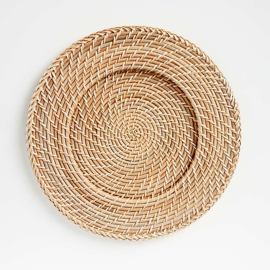 Eco friendly natural handmade woven rattan charger platesmat square round customized shaped plate chargers