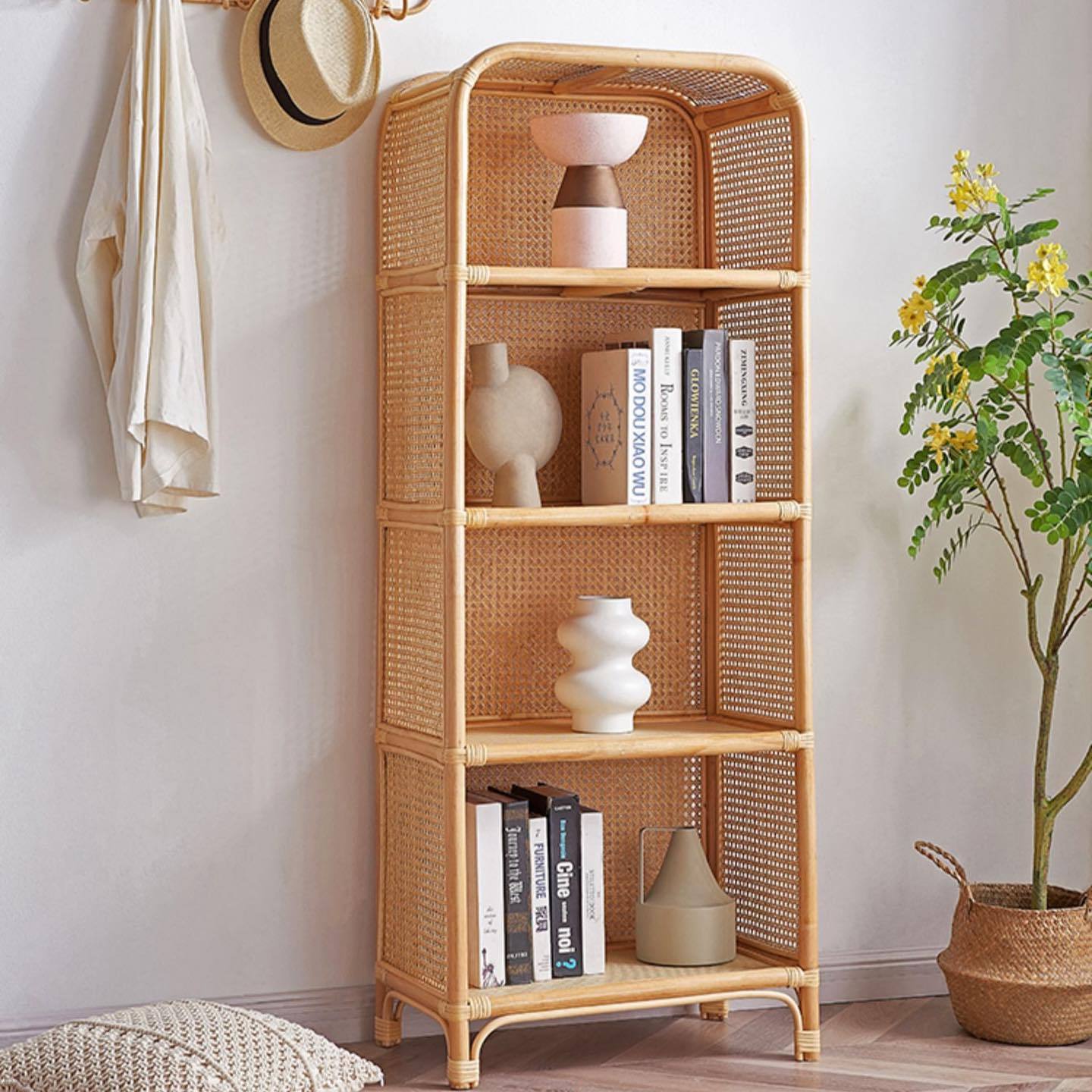 Vietnam factory rattan shoe shelf natural shelves for shoes space-saving organization storage rack wholesale