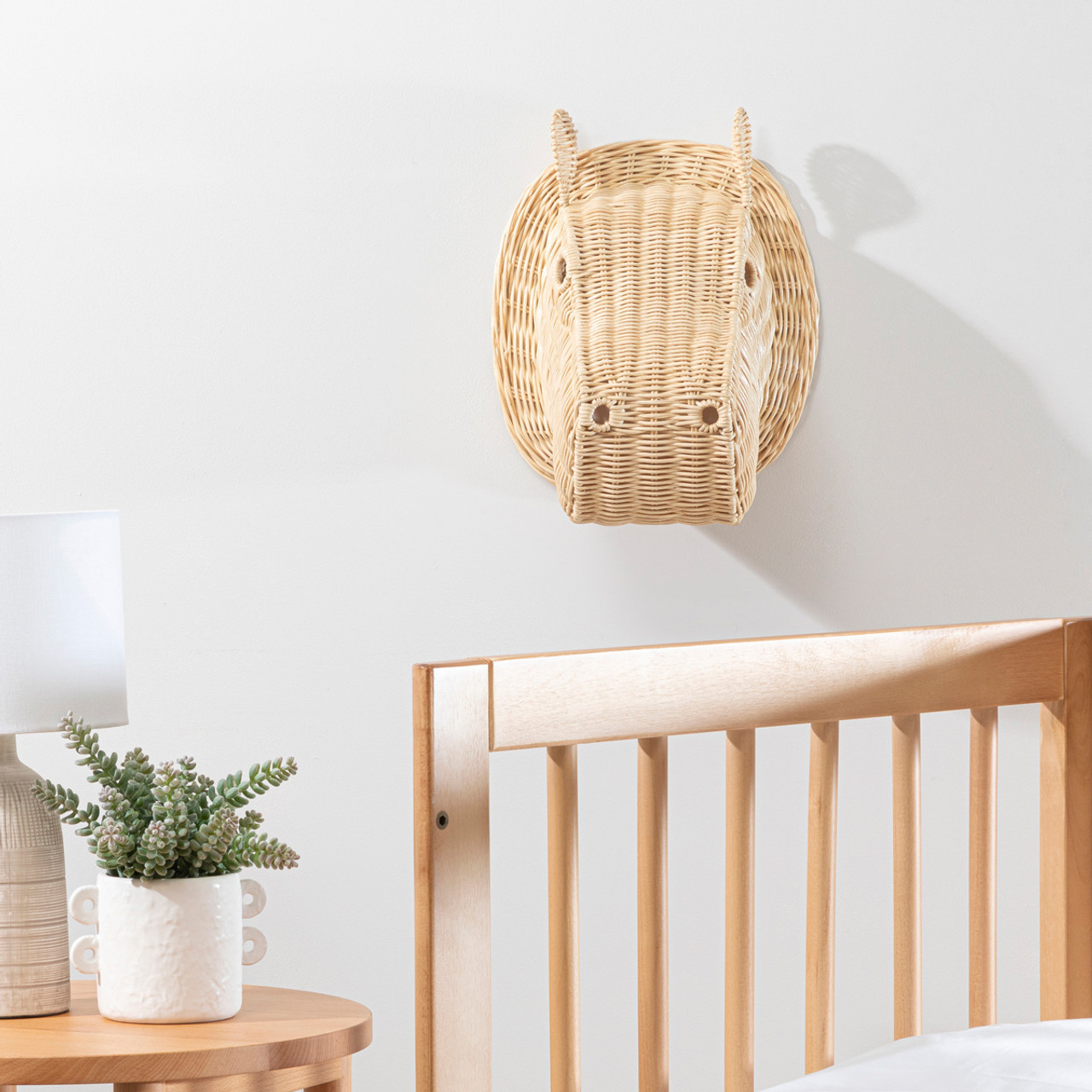 Wall-mounted animals children room animal head wall hanging kids nursery room decor lovely rattan woven hippo heads