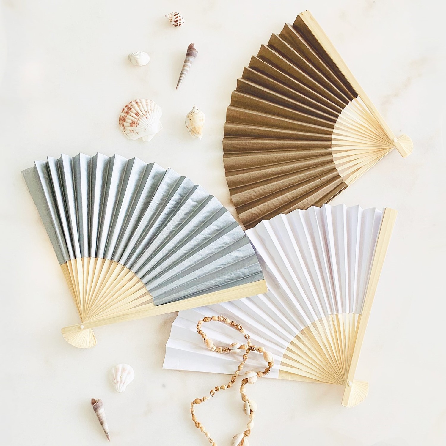 Personalized hand fan pastel colors white silk fan Chinese style folding bamboo silk fabric paper fans