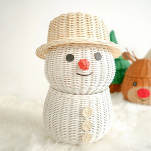 Cute white rattan snowman outdoor decorations premium quality handmade christmas holiday best selling decor