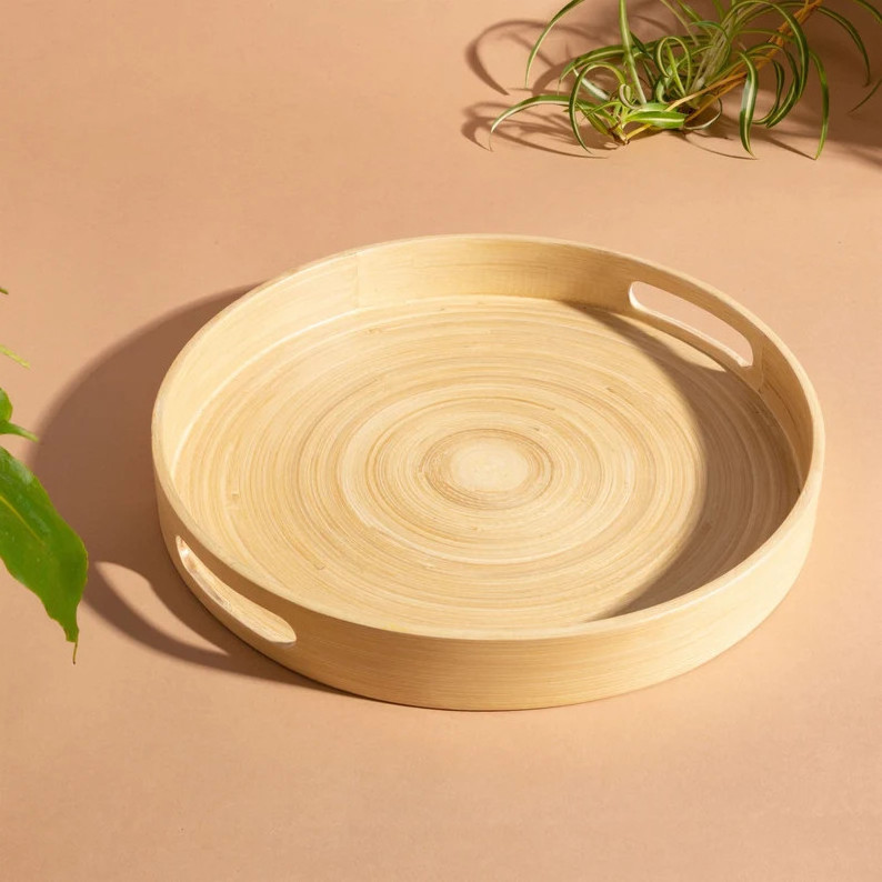 High quality spun lacquer colorful food serving bamboo tray set natural made in Vietnam to export