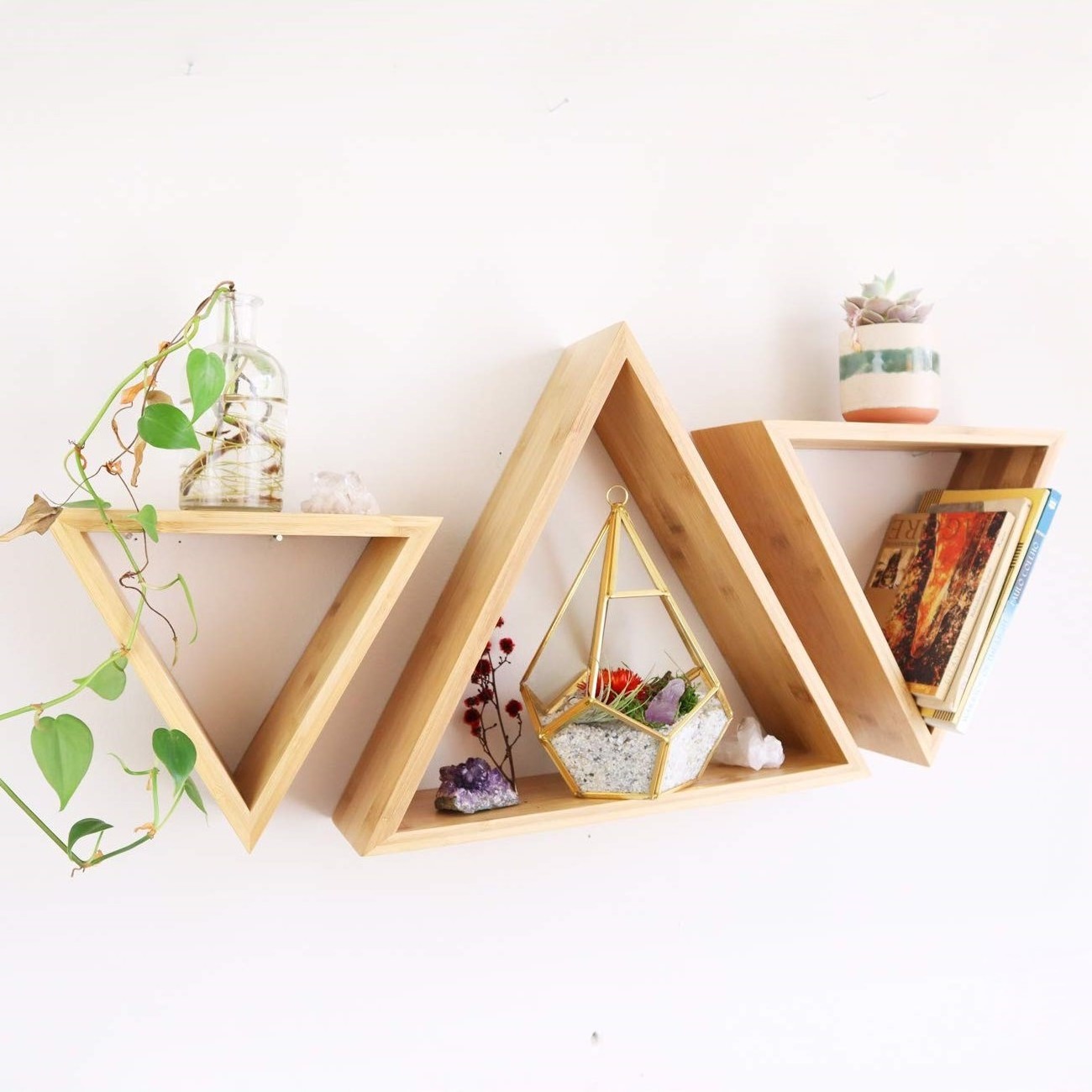 Wooden bookcase wall hanging shelves small spaces wood shelf for office storage or containing beauty products