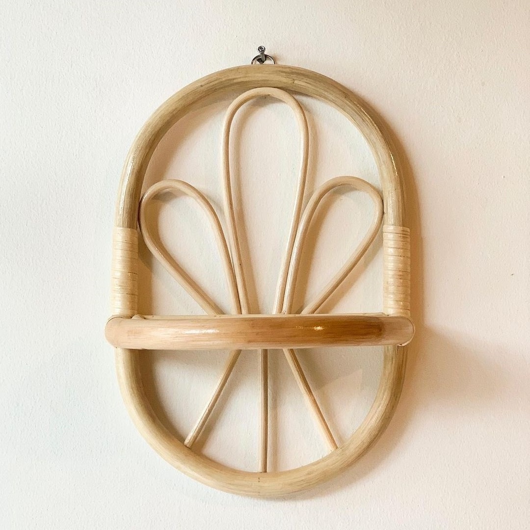 Hanging bamboo wood eco friendly shelves cheapest price natural rattan plant hanger shelf made in Vietnam