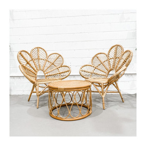 Wedding decoration bride and groom chairs high quality rattan flower shaped natural color chair