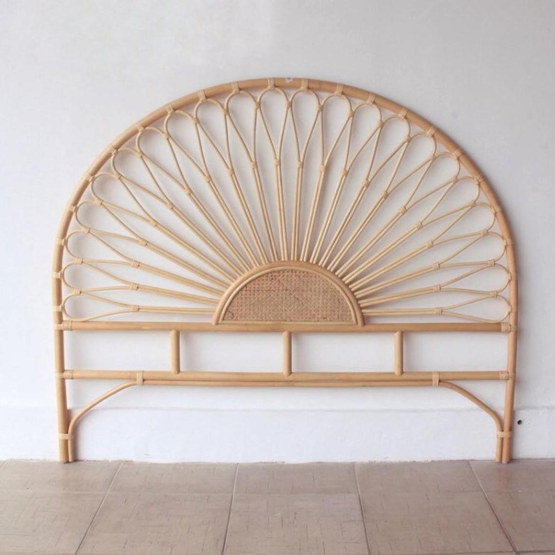 Rattan solid decorative twin headboard rattan wood bed decor head board panels oversized bedhead