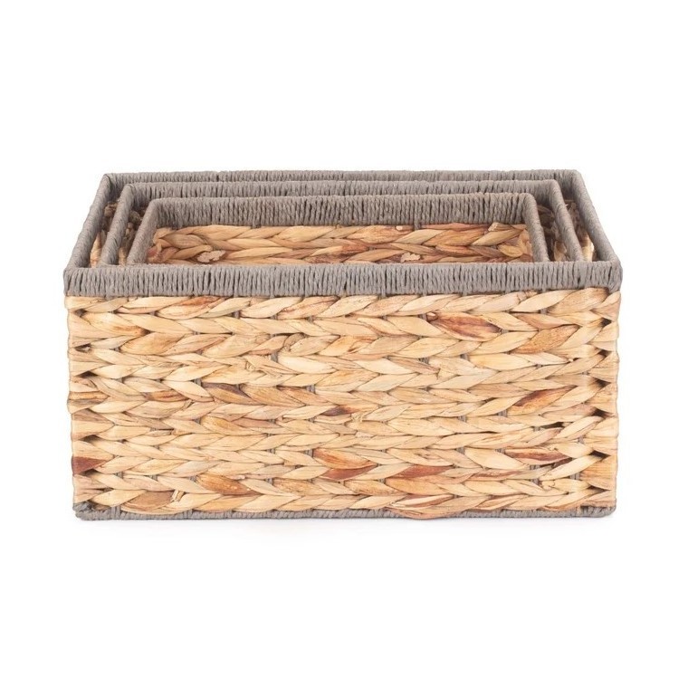 Eco friendly water hyacinth woven box baskets storage bin basket natural shelf boxes wholesale