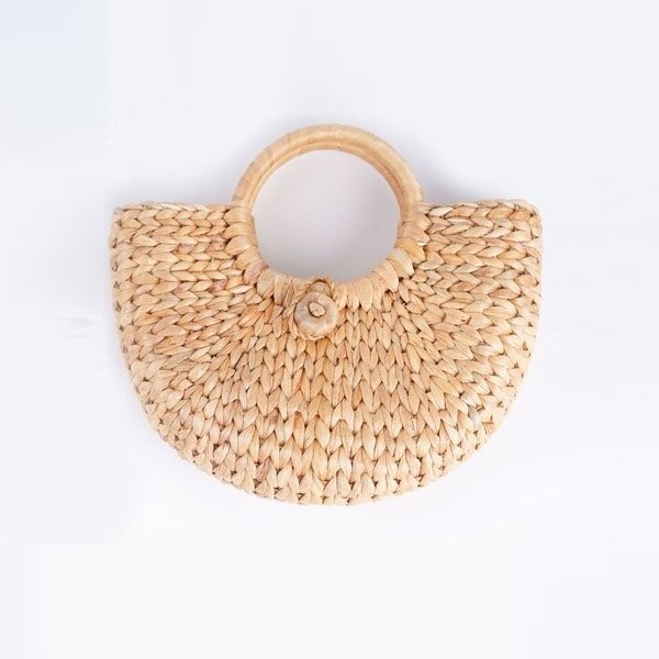 Natural handwoven water hyacinth beach handbags high quality big straw bags low Vietnam factory price