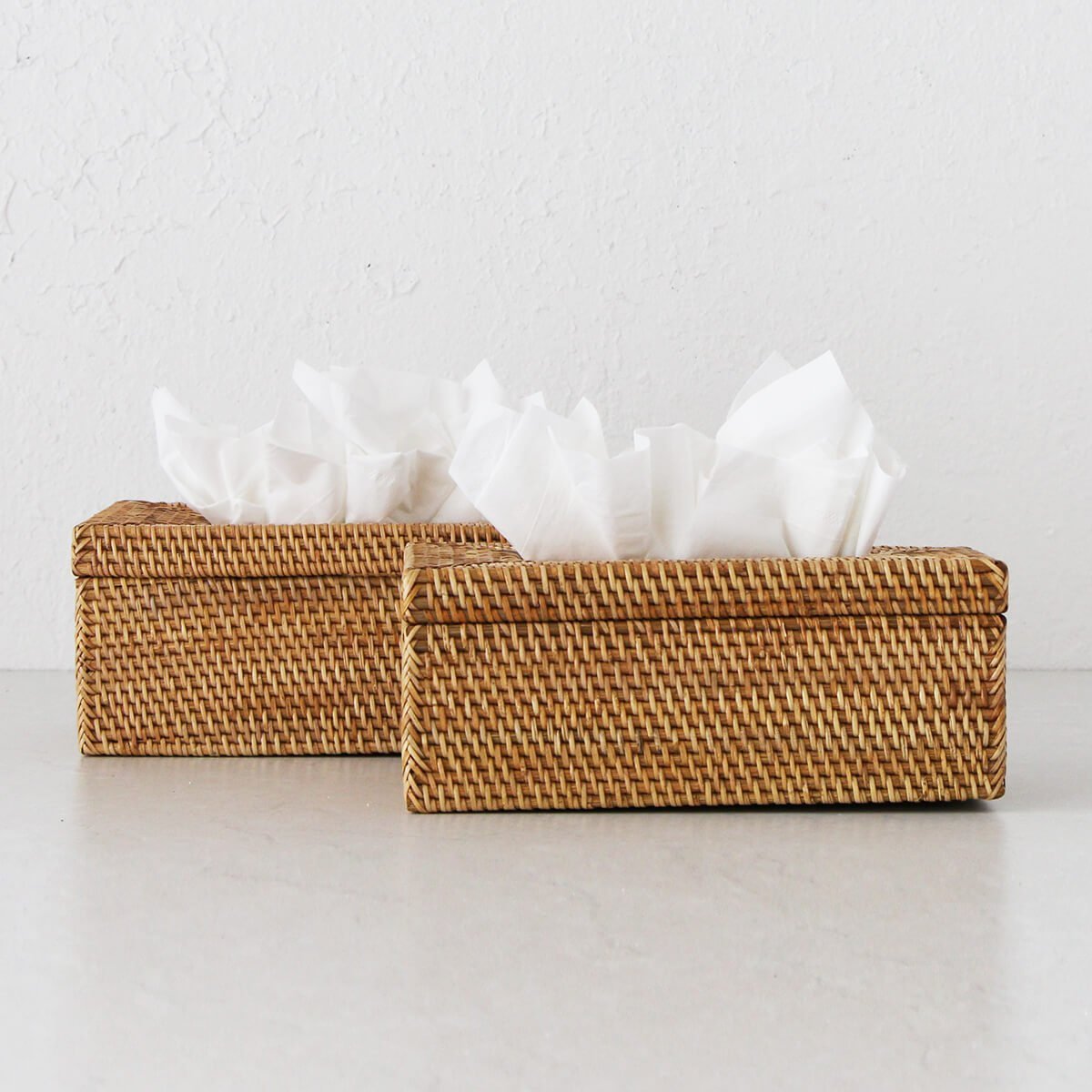 Natural rattan paper rectangular holder boxes woven high quality rattan tissue cover box holders from Vietnam