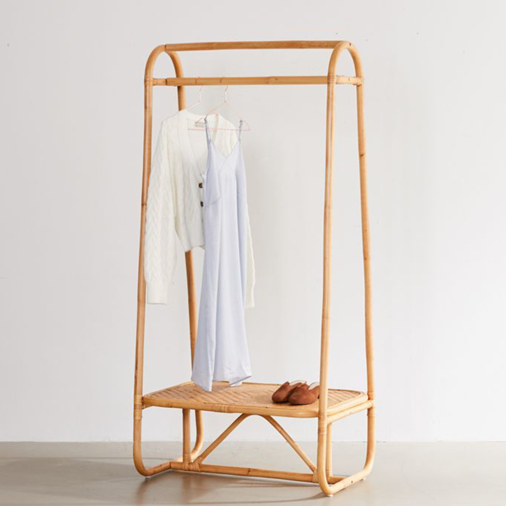 Modern rattan clothing coat rack for bedroom decor drying standing dressing clothes racks cheap price