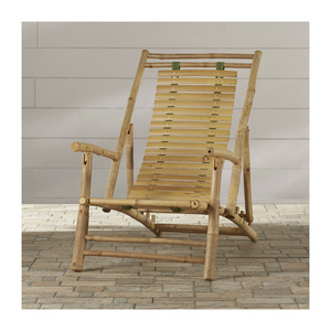 Top selected bamboo lounging chairs high quality foldable lazy chair for family gathering beach vacation