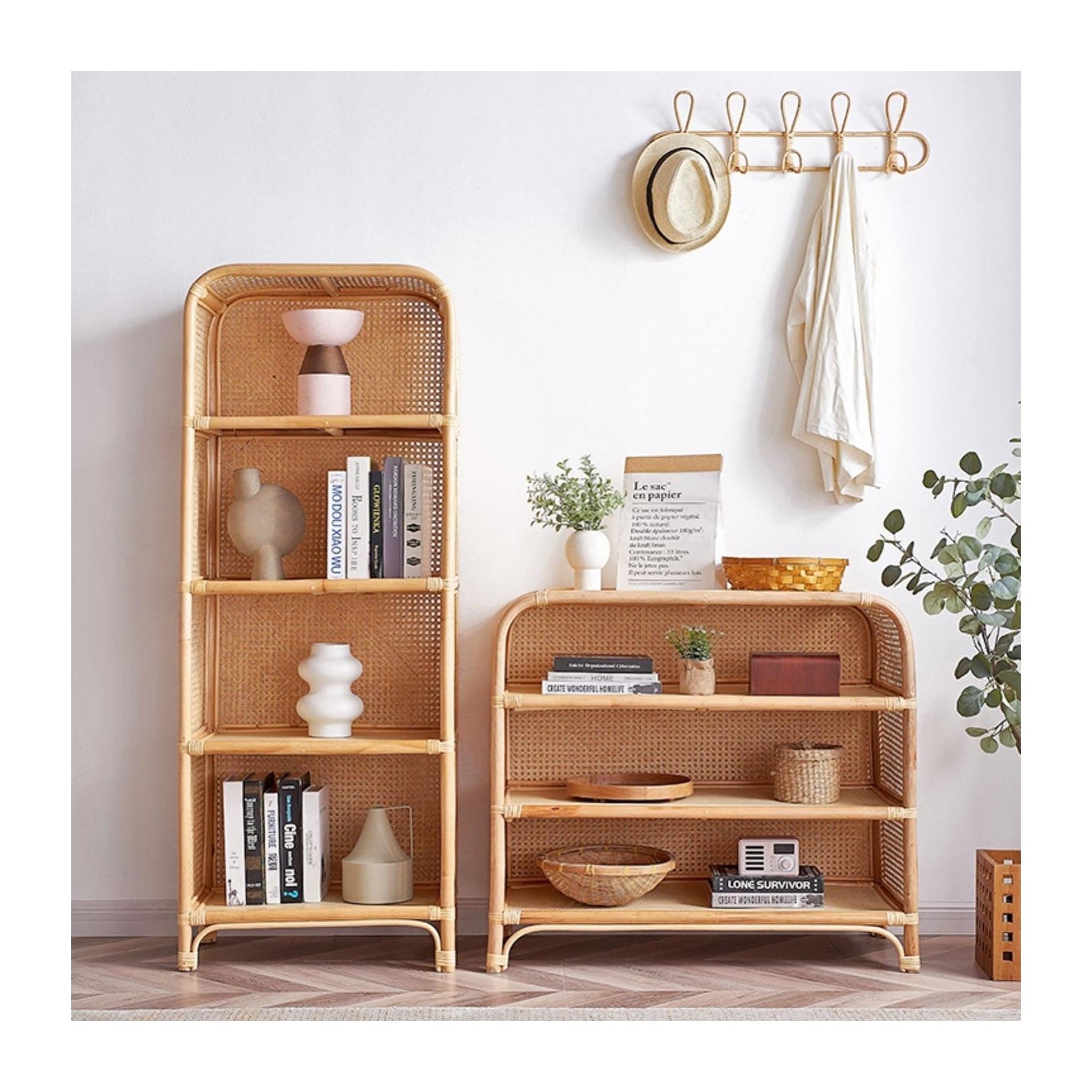 Vietnam factory rattan shoe shelf natural shelves for shoes space-saving organization storage rack wholesale