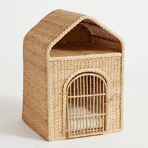 Handmade cute rattan cats and dogs furniture small houses eco friendly wholesale portable dog house pet cat tent