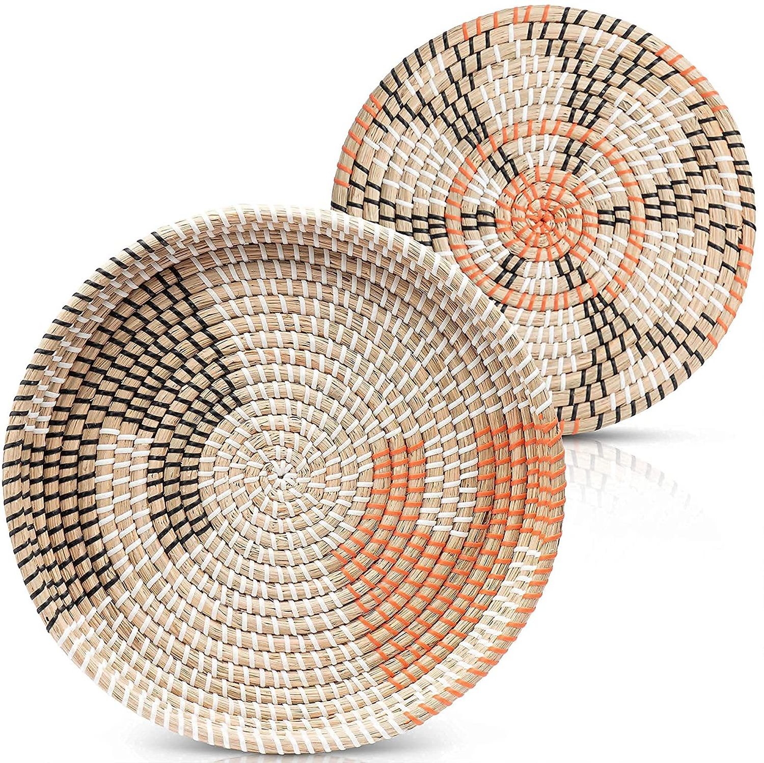 Handmade woven wall art decoration seagrass baskets hanging plates