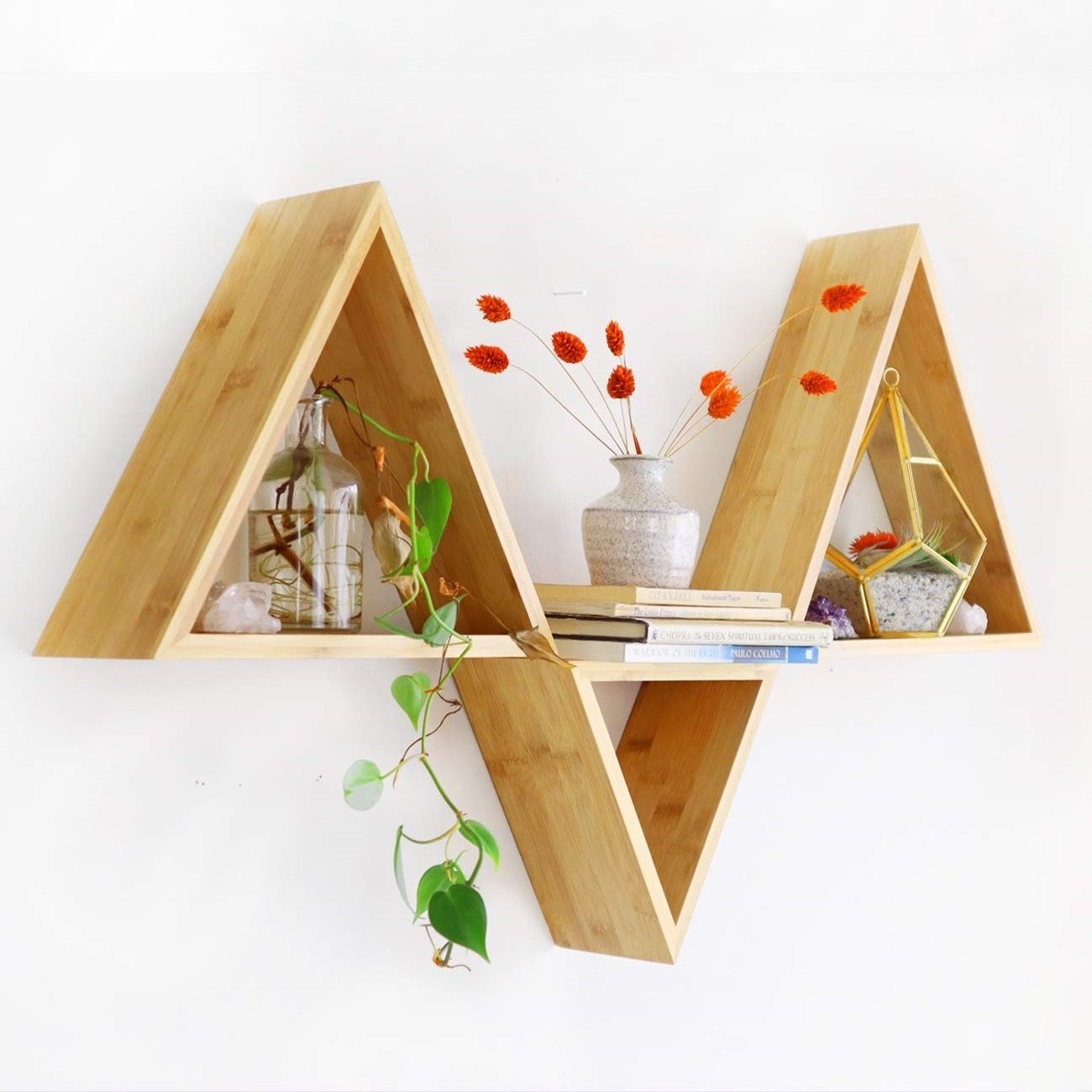 Wooden bookcase wall hanging shelves small spaces wood shelf for office storage or containing beauty products