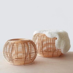 Handwoven natural rattan rattan ottoman table garden outdoor furniture luxury ottomans boho stools