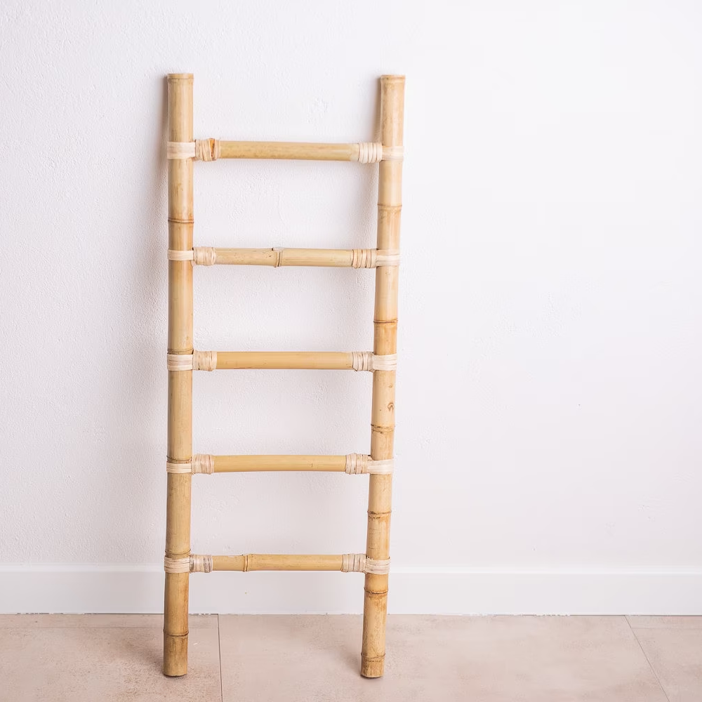 Vietnam bamboo household ladders natural bathroom shelf clothes rack standing ladder for sale