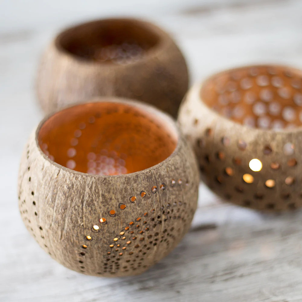 Coconut shell tealight candle holder wedding decor table centerpiece home decoration centerpieces