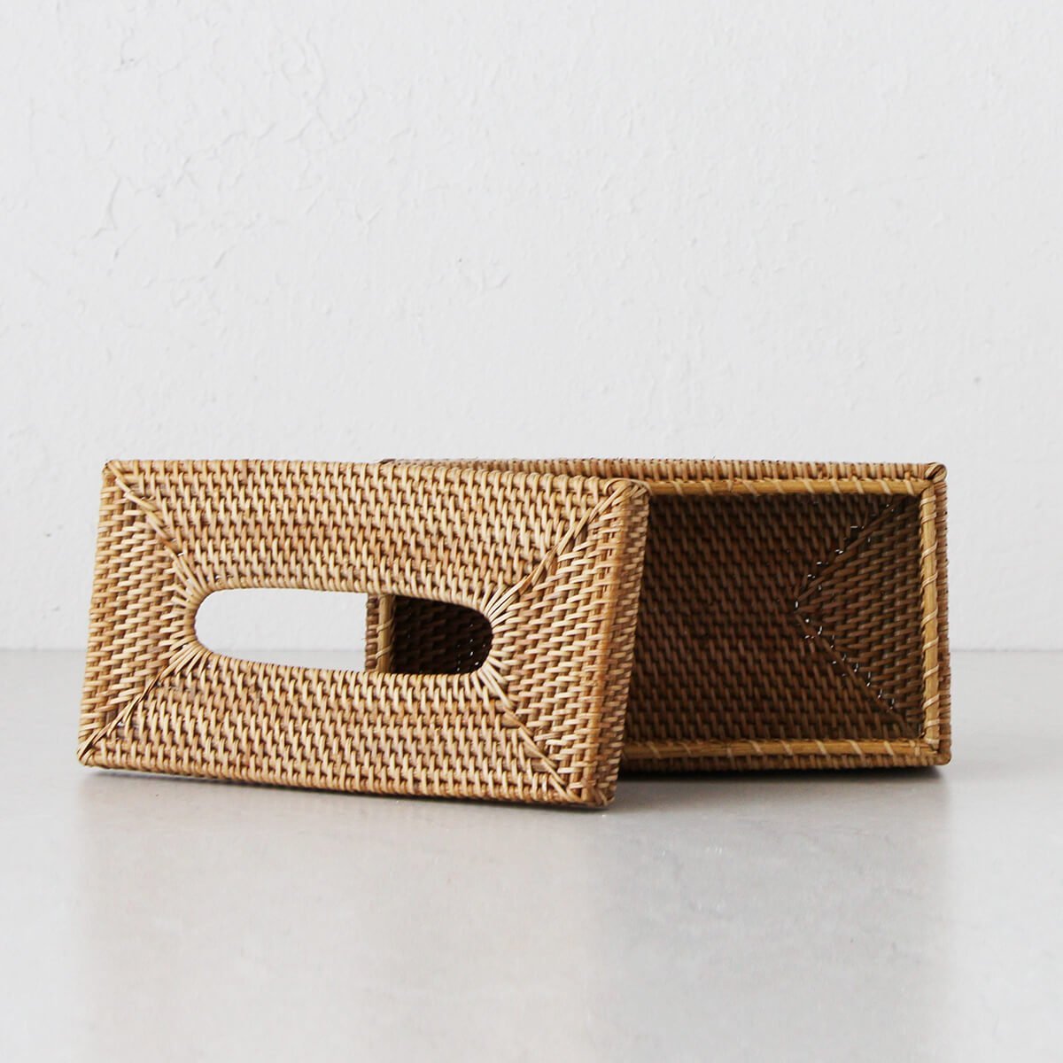 Natural rattan paper rectangular holder boxes woven high quality rattan tissue cover box holders from Vietnam