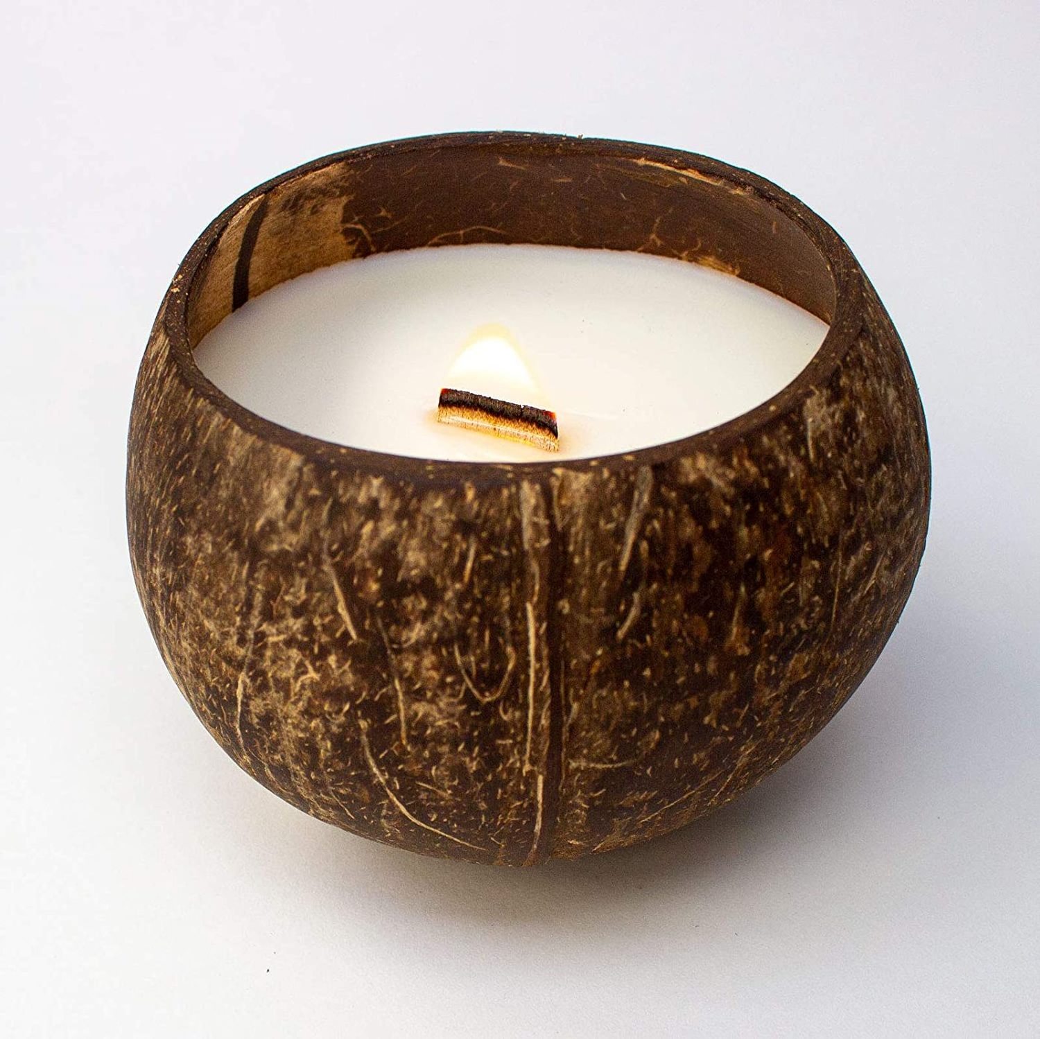 Eco Friendly Natural Vegetable Wax Candle in Coconut Shells Coconut Shell Candles from Vietnam