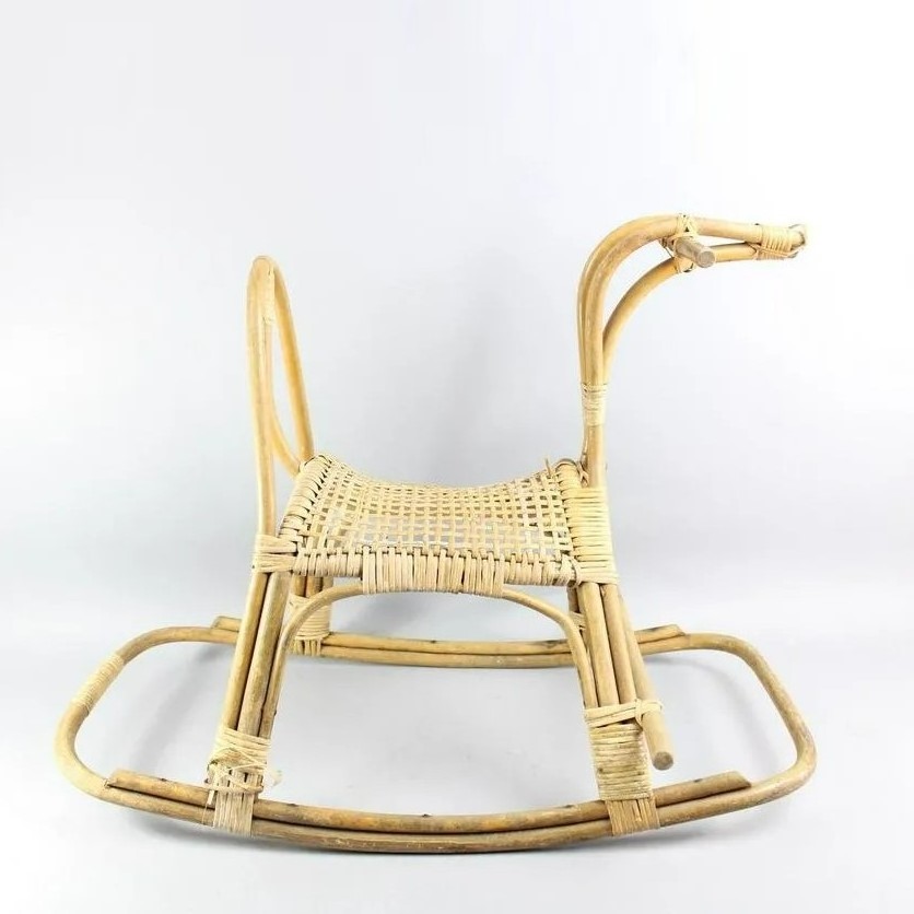 Wholesale rattan cane rocking horse rocker for babies kids children toddlers playground rocker pony horses