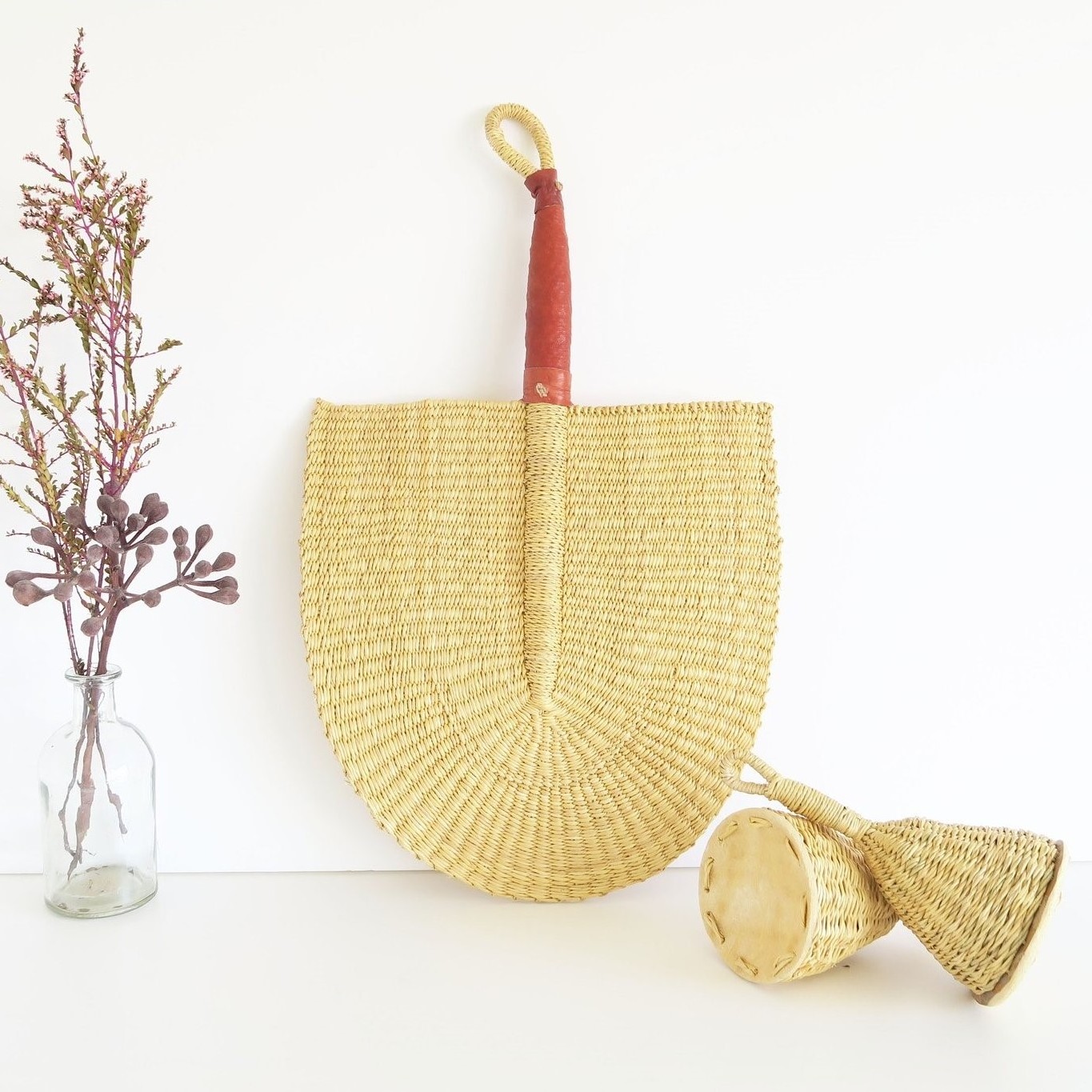 Natural seagrass rattan large size home decoration hand fans