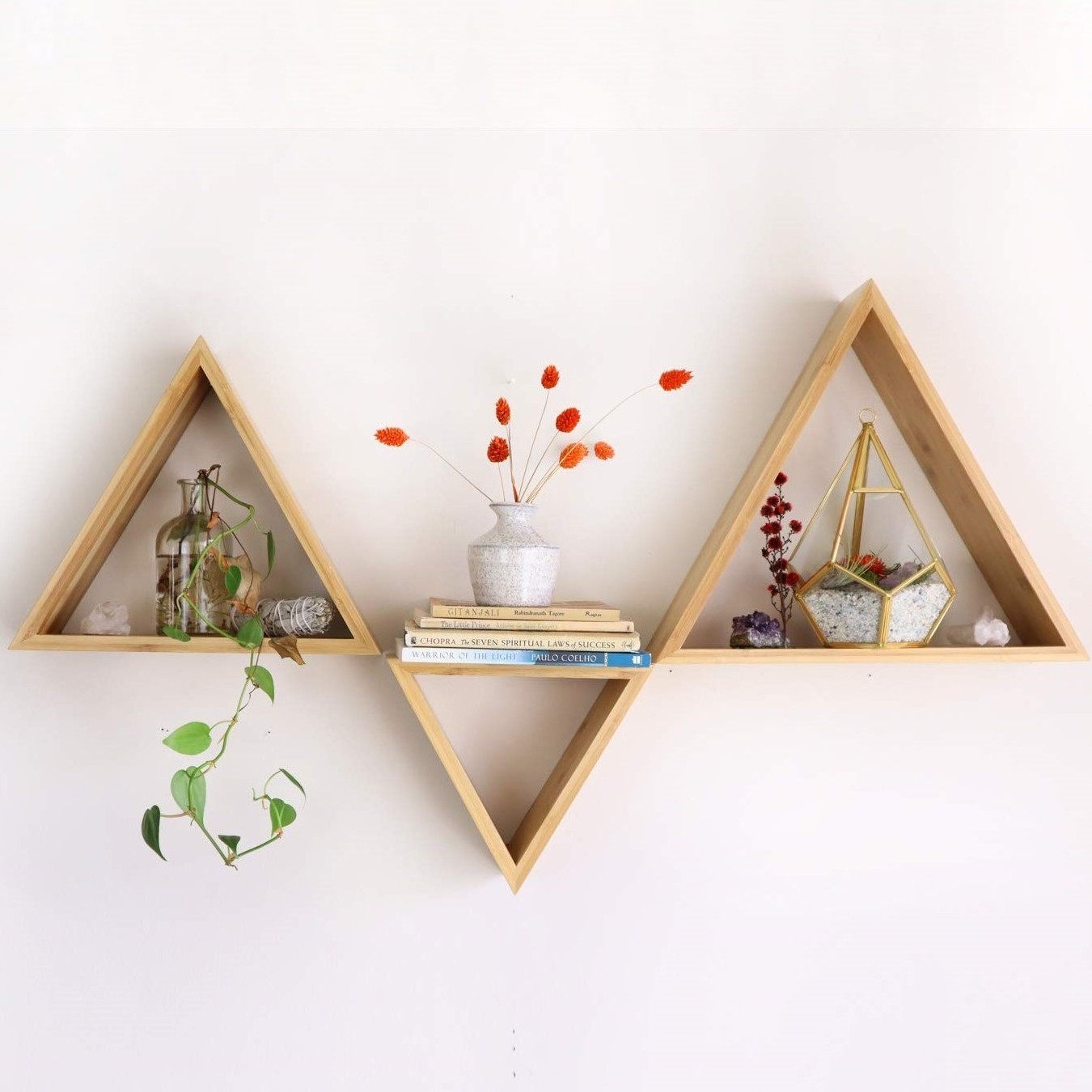 Wooden bookcase wall hanging shelves small spaces wood shelf for office storage or containing beauty products