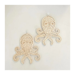 Wall sticker for kids bedroom decor rattan handwoven decorative animal octopus stickers OEM accepted