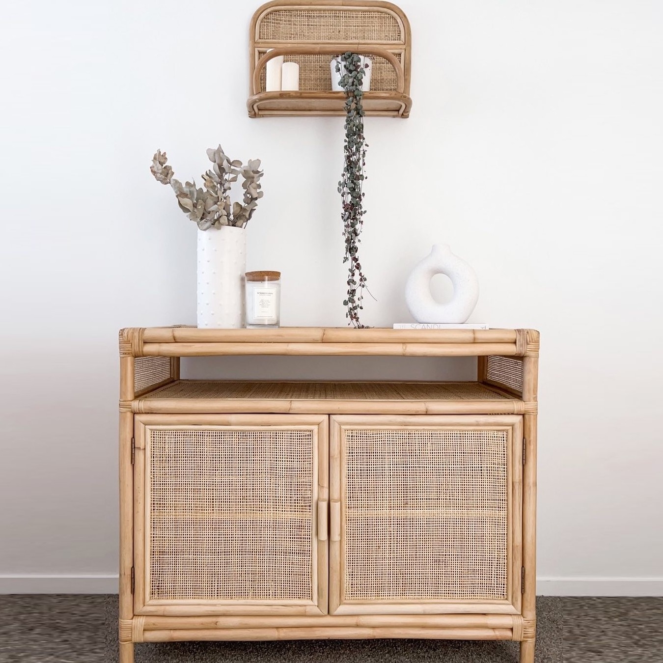 New modern kitchen cabinets rattan cupboard eco-friendly wood home furniture excellent quality